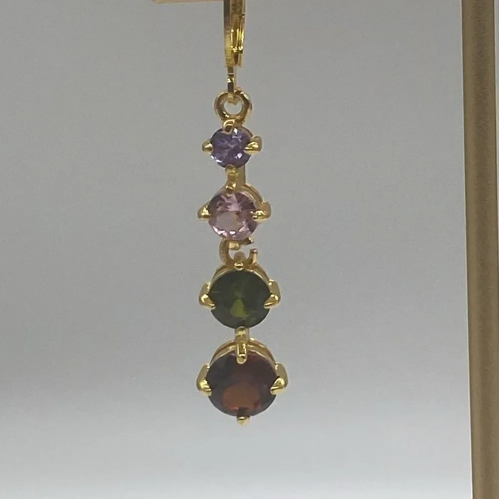 ✨Elegant Gold Plated Colored Simulated Gemstones Drop Earrings ✨